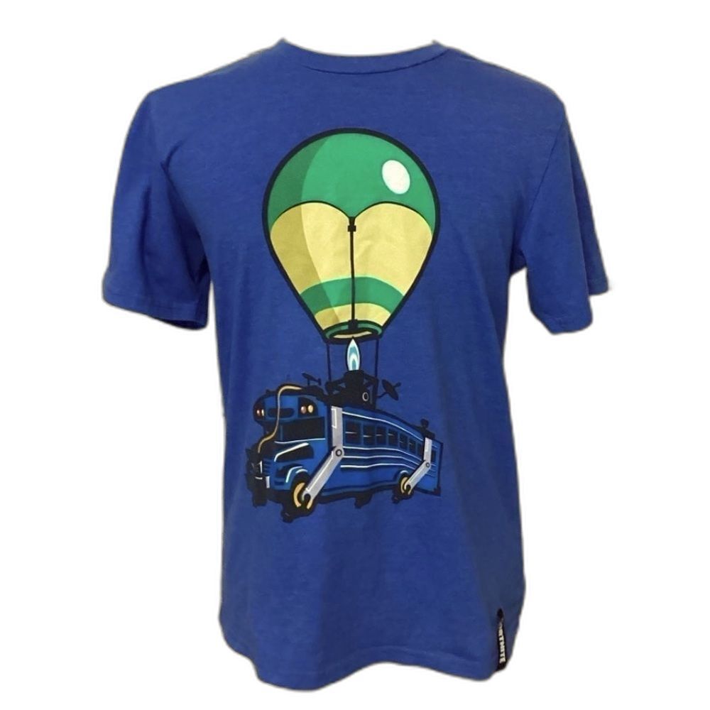 Fortnite T-Shirt Kids Size Large Color Blue Ballon Bus Graphic
